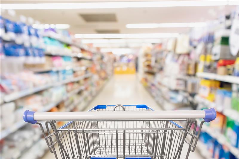 Picture of a trolley in a shopping retail store